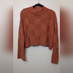 Vans Rust Checkered Knit Crop Sweater 100%cotton